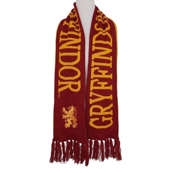 Wizarding World of Harry Potter Scarf Gryffindor Fringe Acrylic Red Gold - Picture 1 of 8
